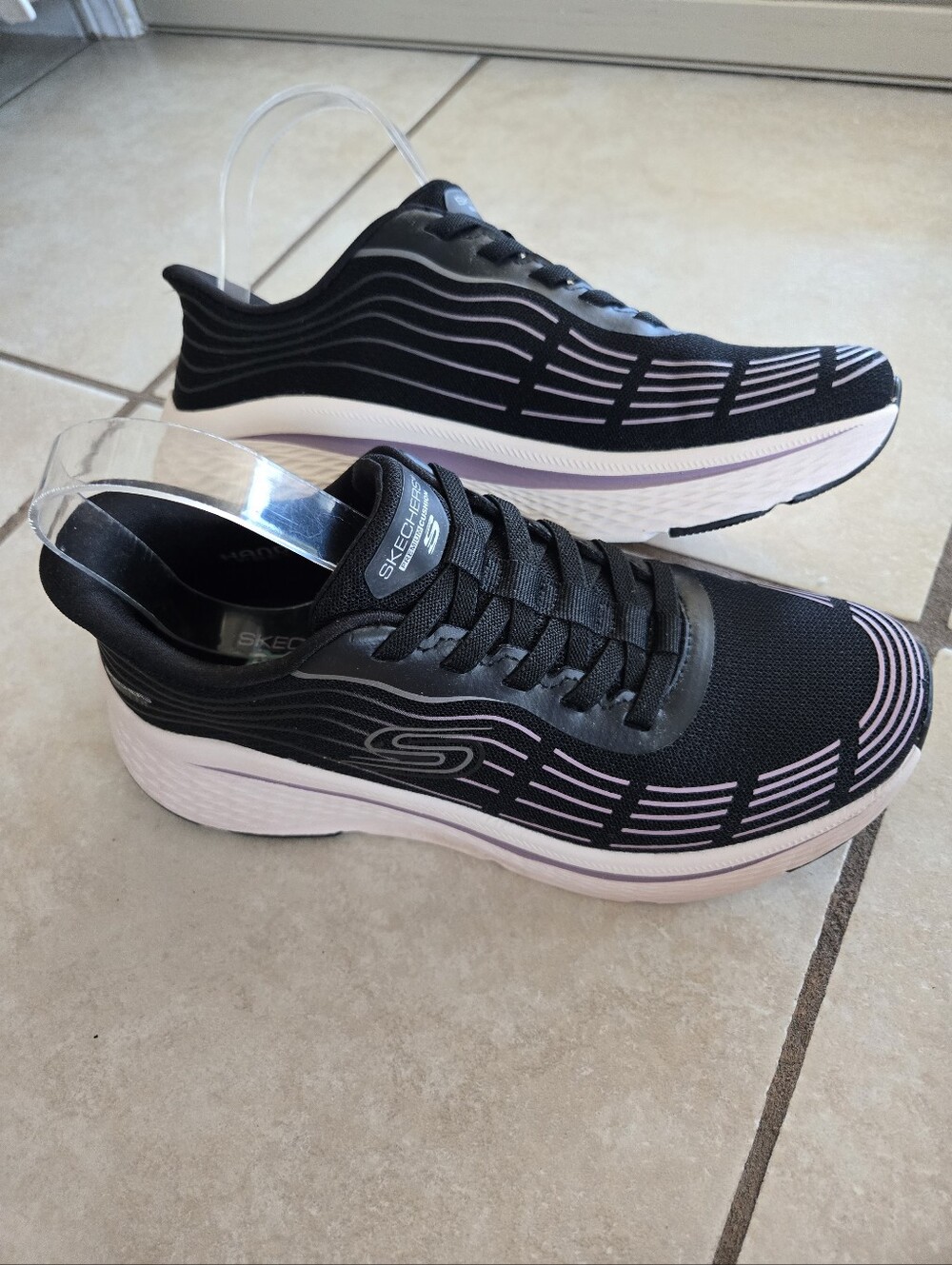 Skechers Black Sneakers with Purple Accents. Size 8. - Picture 2 of 10